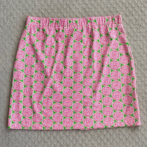 Katherine Way Geometric Print Pull-On Stretch Skirt Pink/Green/White 2XL Casual